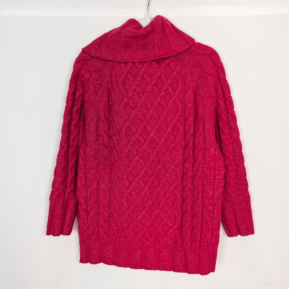 Banana Republic XS Yak Hair Wool Cesta Cable-Knit Turtleneck Sweater Oversized - Picture 3 of 12